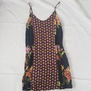 Black tropical flower print sundress